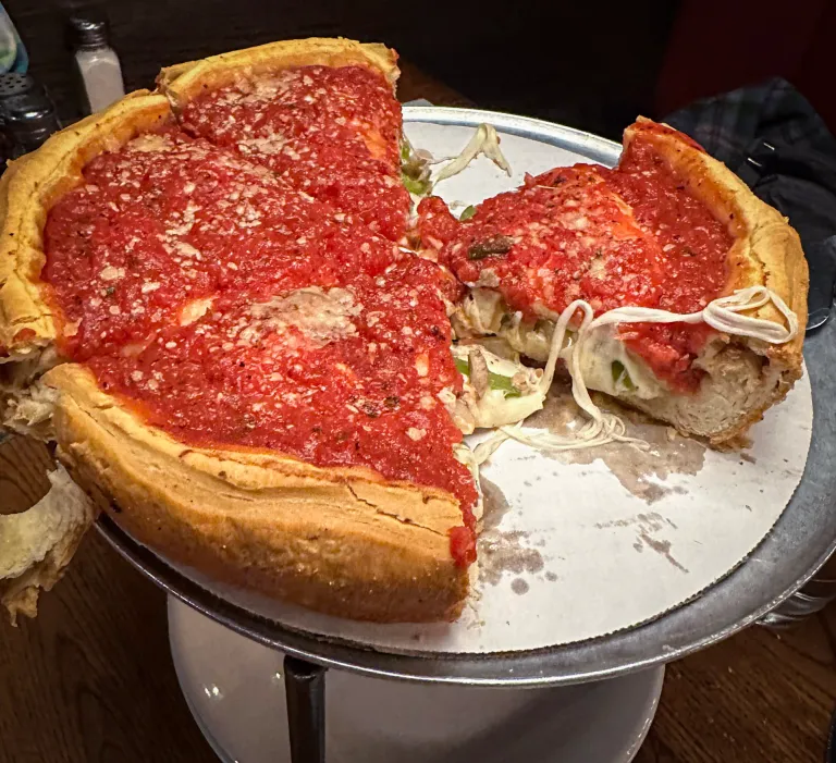 Pizza at Chicago: Image credit: https://tripstipsandtees.com/