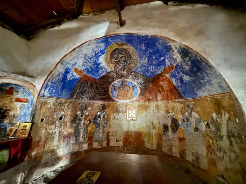 Painted walls inside the Church of St. Sergius and Bacchus . Image Credit : https://travellemming.com/ 